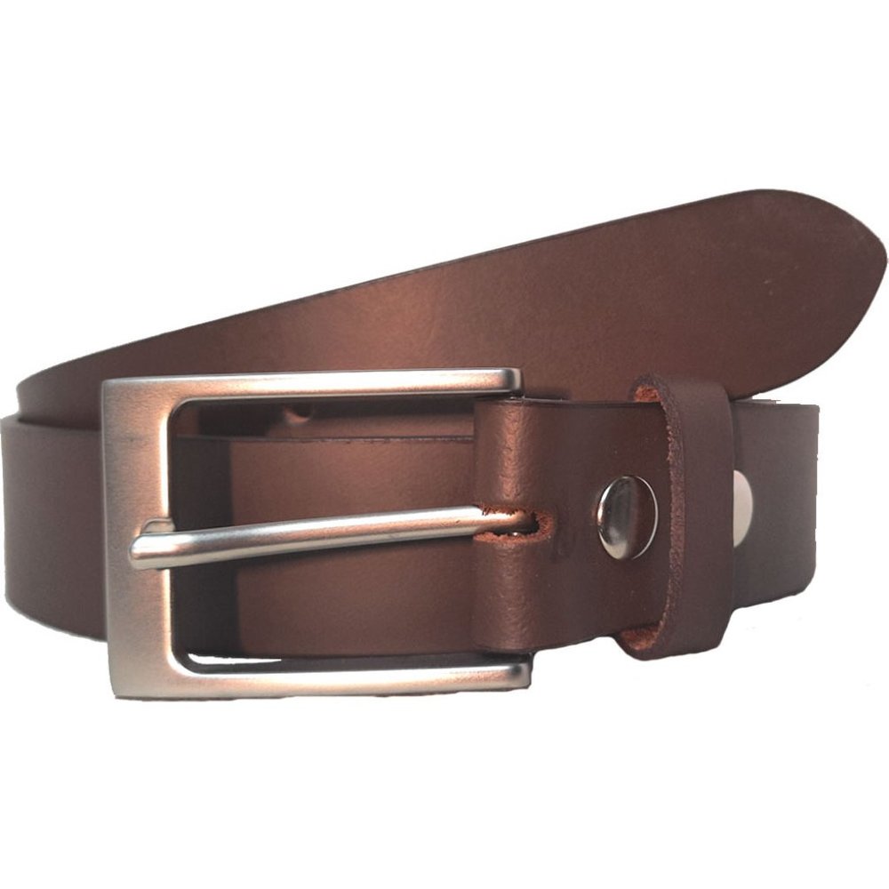 GENUINE LEATHER PLAIN BELT 35MM BROWN #1035